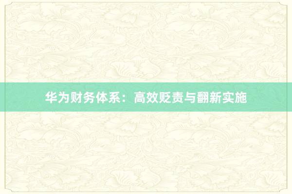 华为财务体系:高效贬责与翻新实施